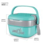 Milton Cubic 800ml Aqua Green Stainless Steel Lunch Box – Compact & Leak-Proof Food Container for Office, School, and Travel