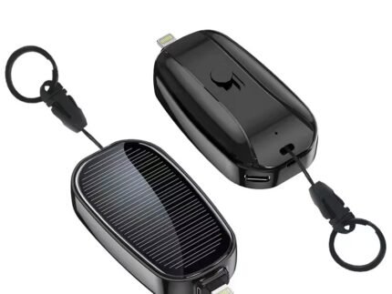 Mini Solar Power Bank Keychain 1200mAh – Portable Charger with LED & Type-C Input