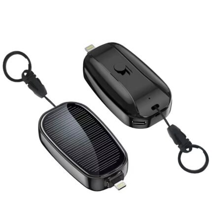 Mini Solar Power Bank Keychain 1200mAh – Portable Charger with LED & Type-C Input