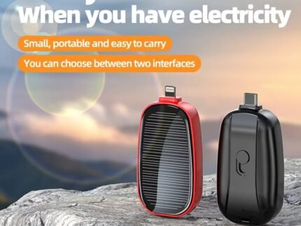 Mini Solar Power Bank Keychain 1200mAh – Portable Charger with LED & Type-C Input