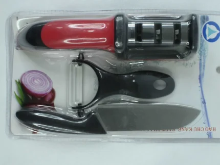 Multi-Function Kitchen Knife Sharpener & Ceramic Peeler Combo – 3 Stage Sharpening Tool