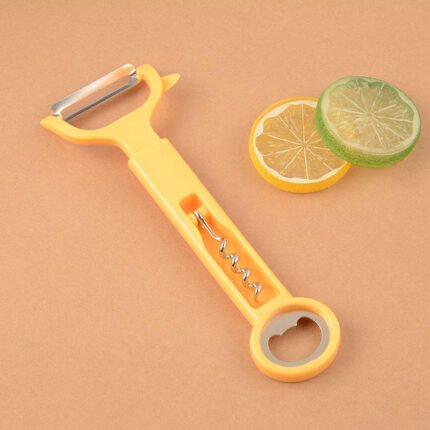 Multi-Functional 2-in-1 Stainless Steel Bottle Opener with Fruit Peeler – Compact Pocket Tool