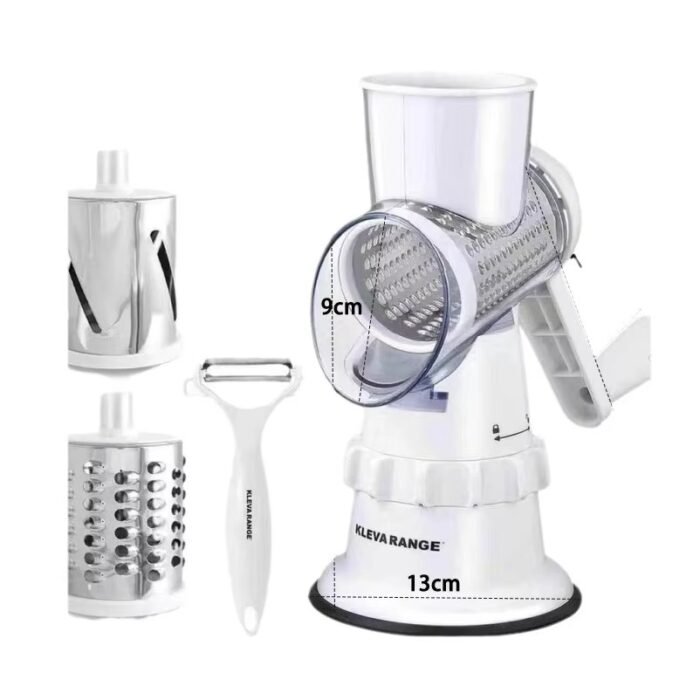 Multi-Functional Hand Roller Vegetable Cutter – 3-in-1 Rotary Slicer, Cheese Grater & Food Chopper