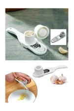 Multi-Functional Manual Garlic & Ginger Crusher – Plastic Garlic Press, Grinder, Grater & Peeler Kitchen Tool
