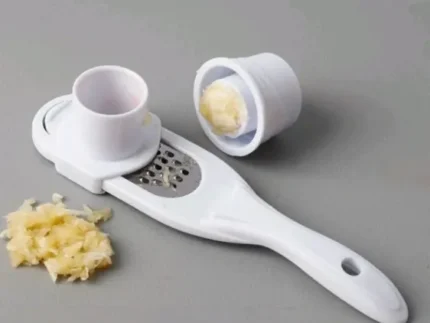 Multi-Functional Manual Garlic & Ginger Crusher – Plastic Garlic Press, Grinder, Grater & Peeler Kitchen Tool