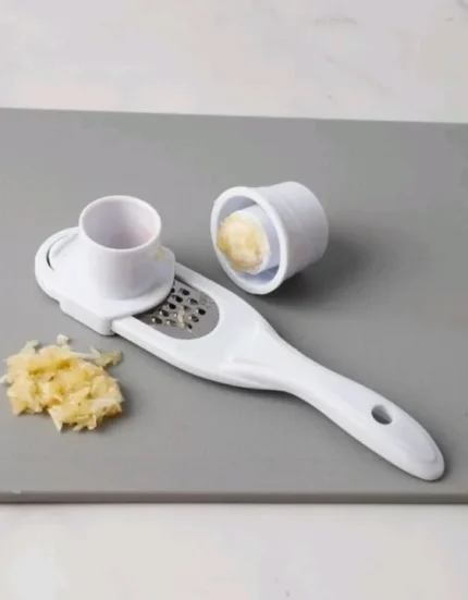 Multi-Functional Manual Garlic & Ginger Crusher – Plastic Garlic Press, Grinder, Grater & Peeler Kitchen Tool