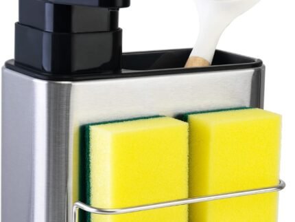 Multi-Functional Stainless Steel Kitchen Sink Caddy with Soap Dispenser & Sponge Holder