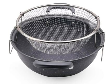Non-Stick Carbon Steel Deep Fryer Cooking Pot Set – Multi-Purpose Cookware with Fry Basket for Home & Professional Use