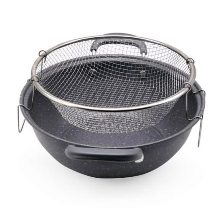 Non-Stick Carbon Steel Deep Fryer Cooking Pot Set – Multi-Purpose Cookware with Fry Basket for Home & Professional Use