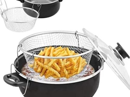 Non-Stick Carbon Steel Deep Fryer Cooking Pot Set – Multi-Purpose Cookware with Fry Basket for Home & Professional Use