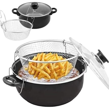 Non-Stick Carbon Steel Deep Fryer Cooking Pot Set – Multi-Purpose Cookware with Fry Basket for Home & Professional Use