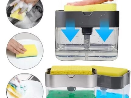Kitchen Dish Soap Dispenser with Integrated Sponge Holder – Easy Cleanup and Durable Design