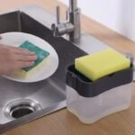 Kitchen Dish Soap Dispenser with Integrated Sponge Holder – Easy Cleanup and Durable Design