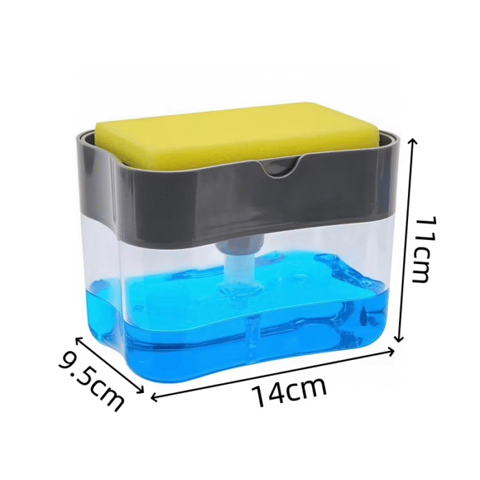 Kitchen Dish Soap Dispenser with Integrated Sponge Holder – Easy Cleanup and Durable Design