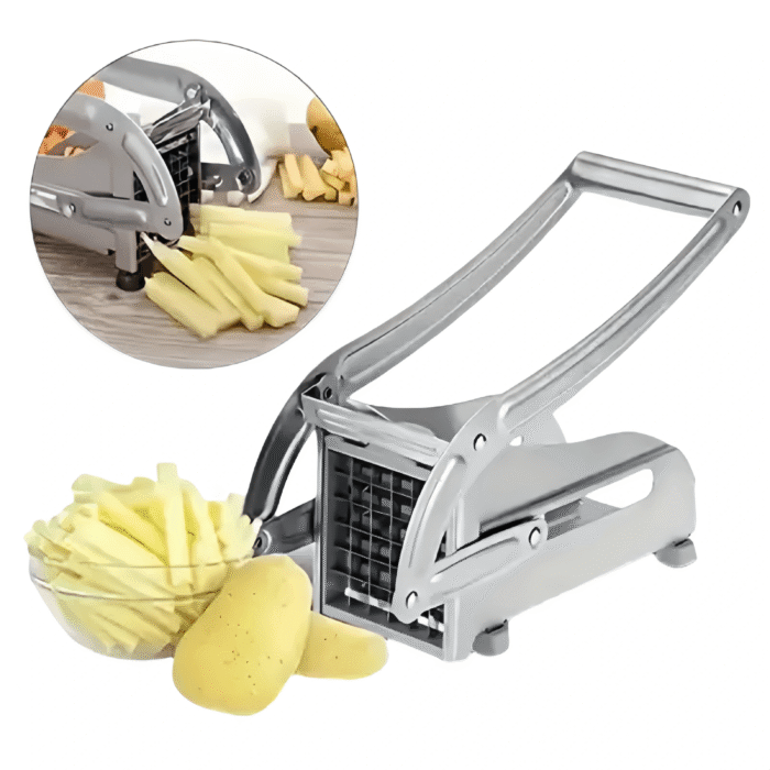Premium Manual French Fry Cutter Stainless Steel with Adjustable Blades – Heavy Duty Potato Slicer for Home Kitchen Use