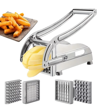 Premium Manual French Fry Cutter Stainless Steel with Adjustable Blades – Heavy Duty Potato Slicer for Home Kitchen Use