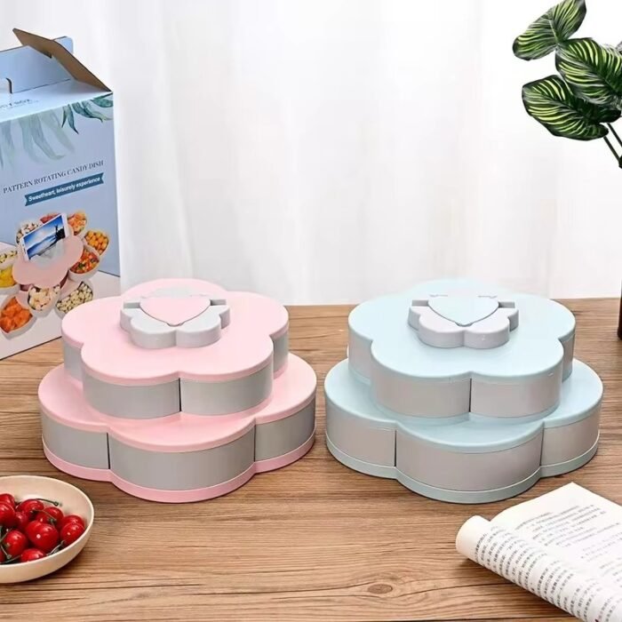 Petal-Shaped Rotating Snack & Jewelry Organizer – Wedding, Party, and Kids Snack Storage Box