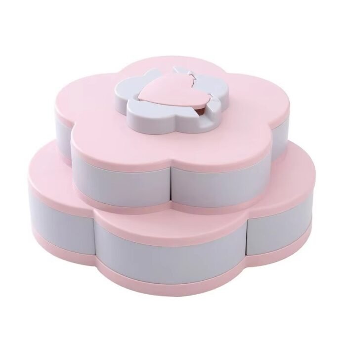 Petal-Shaped Rotating Snack & Jewelry Organizer – Wedding, Party, and Kids Snack Storage Box