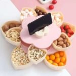 Petal-Shaped Rotating Snack & Jewelry Organizer – Wedding, Party, and Kids Snack Storage Box