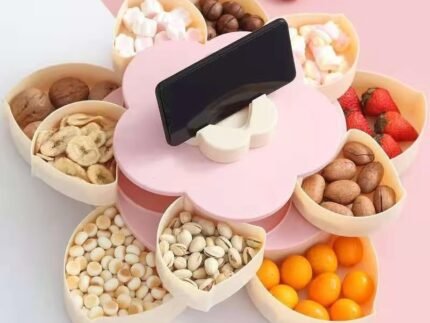 Petal-Shaped Rotating Snack & Jewelry Organizer – Wedding, Party, and Kids Snack Storage Box