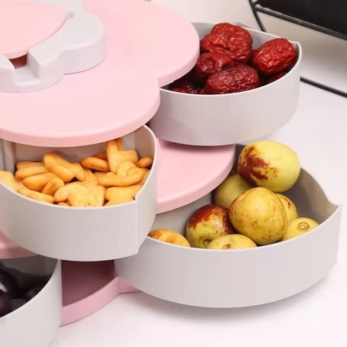 Petal-Shaped Rotating Snack & Jewelry Organizer – Wedding, Party, and Kids Snack Storage Box