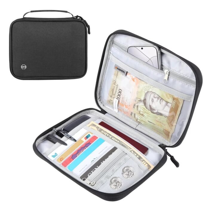 Portable 2-in-1 Travel Organizer Bag – Scratch-Proof Storage Case for Electronics, Cables, Passport & Cards with Handle