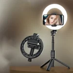 Portable Aluminium 3-in-1 Selfie Stick Tripod with LED Ring Light – Extendable Phone Holder for Travel & Zoom