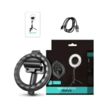 Portable Aluminium 3-in-1 Selfie Stick Tripod with LED Ring Light – Extendable Phone Holder for Travel & Zoom