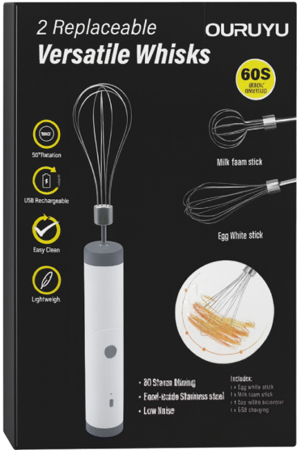 Portable Electric Hand Mixer with Stainless Steel Whisks
