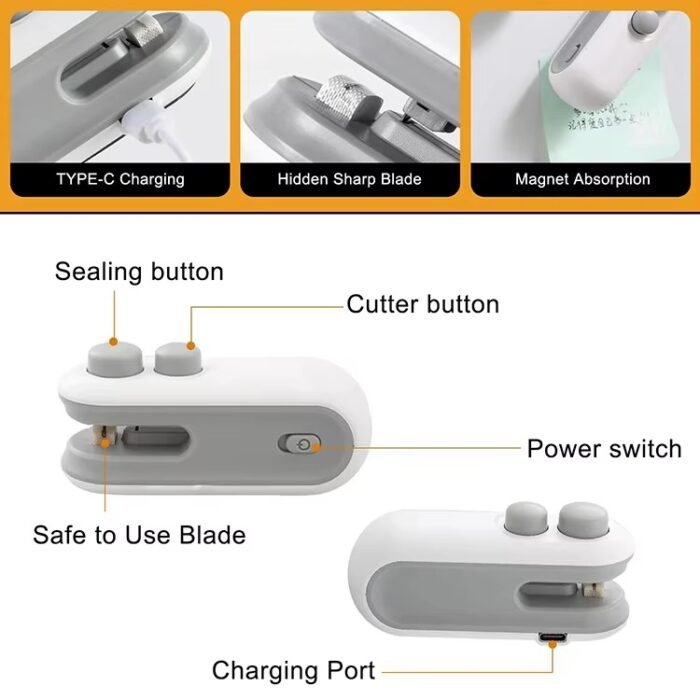 Portable Food Bag Heat Sealer – Handheld USB Rechargeable Mini Sealing Machine