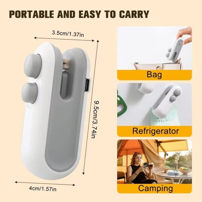 Portable Food Bag Heat Sealer – Handheld USB Rechargeable Mini Sealing Machine