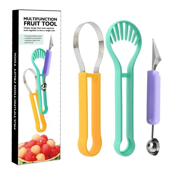 Portable Multi-Functional Fruit Tool – Stainless Steel Melon Baller, Ice Cream Scoop & Cutter