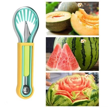 Portable Multi-Functional Fruit Tool – Stainless Steel Melon Baller, Ice Cream Scoop & Cutter