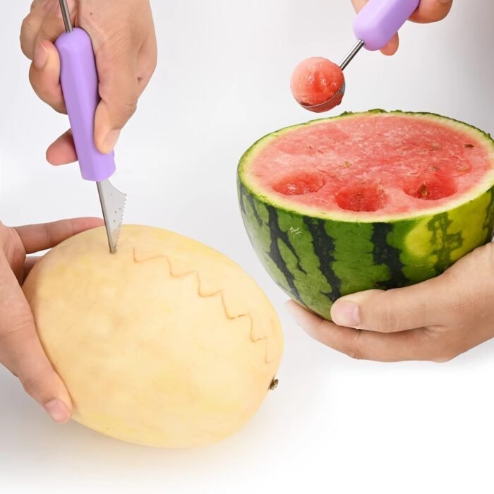 Portable Multi-Functional Fruit Tool – Stainless Steel Melon Baller, Ice Cream Scoop & Cutter