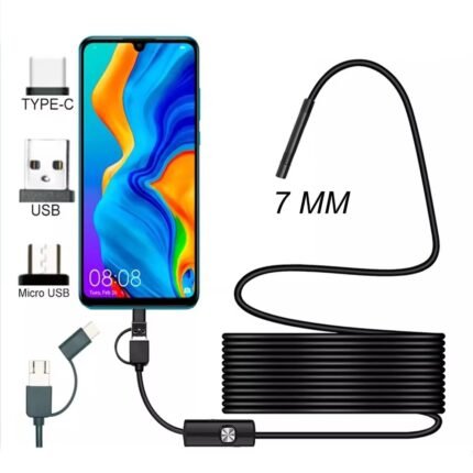 Portable Waterproof Inspection Camera – 7 mm 2 m USB Borescope for Android & PC