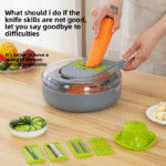 Premium 9-in-1 Manual Vegetable Cutter with Draining Basket – Multi-Function Slicer, Grater, Peeler & Potato Dicer
