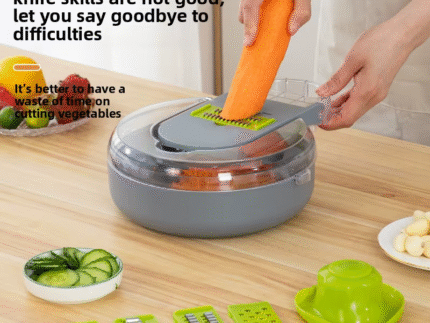 Premium 9-in-1 Manual Vegetable Cutter with Draining Basket – Multi-Function Slicer, Grater, Peeler & Potato Dicer