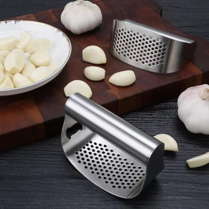 Premium Manual Stainless Steel Garlic Press – Heavy-Duty Handheld Mincer & Crusher Kitchen Tool for Effortless Garlic Preparation