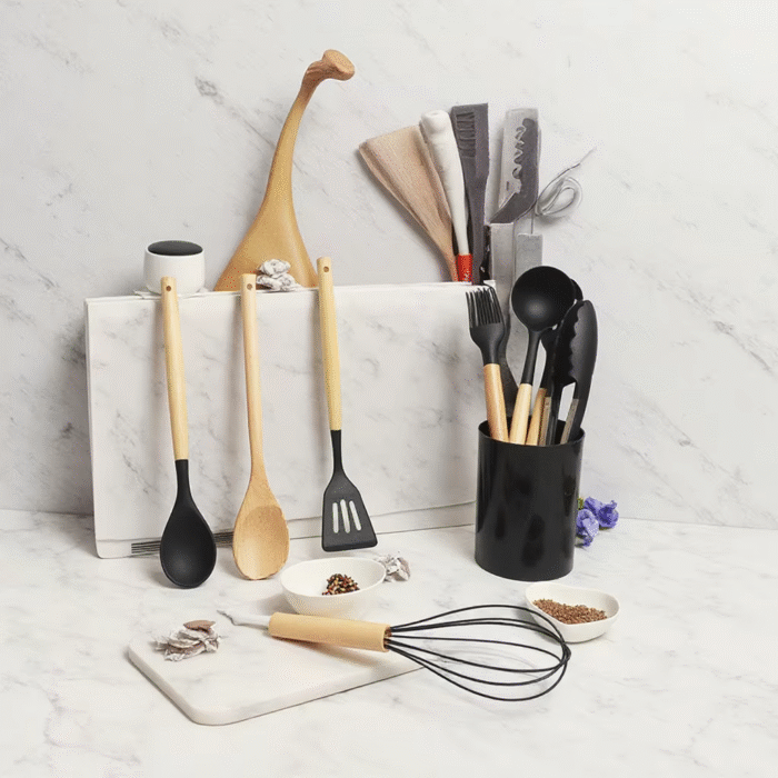 Premium Silicone Kitchen Utensils Set – Heat-Resistant Non-Stick Cooking Tools for Home & Professional Use