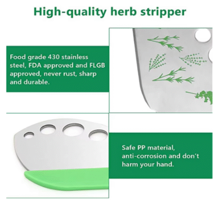 Premium Stainless Steel Herb Leaf Stripper – Kitchen Tool for Quickly Removing Herb Stems & Leaves