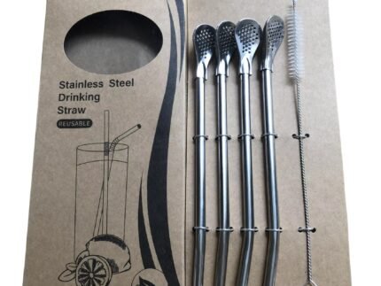 Premium Stainless Steel Yerba Mate Bombilla Straw with Built-In Filter and Cleaning Brush