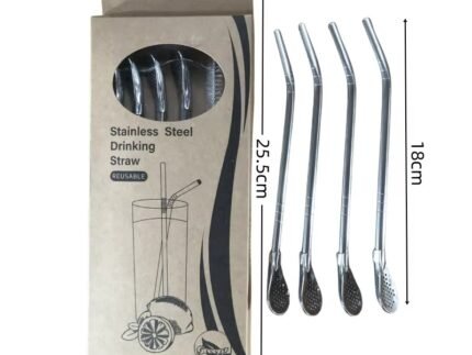 Premium Stainless Steel Yerba Mate Bombilla Straw with Built-In Filter and Cleaning Brush