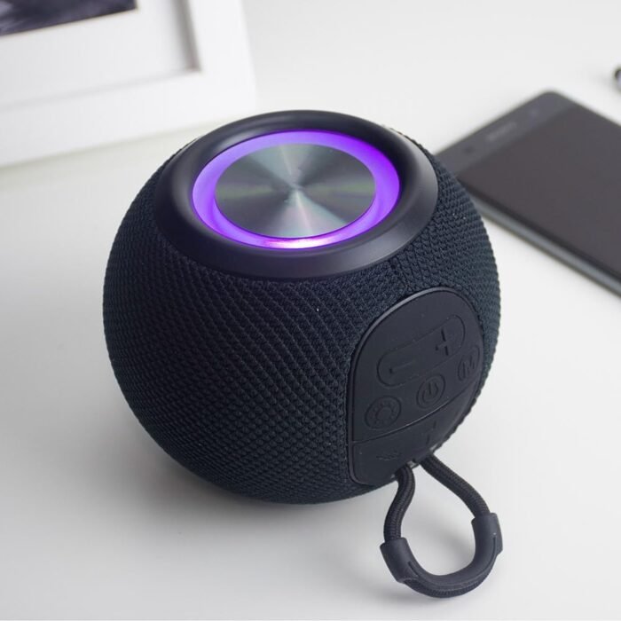 RED5 Bluetooth Wireless Orb Speaker – RGB LED Color-Changing Mini Party Speaker with FM Radio, USB, Micro SD & AUX – Black