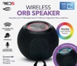 RED5 Bluetooth Wireless Orb Speaker – RGB LED Color-Changing Mini Party Speaker with FM Radio, USB, Micro SD & AUX – Black
