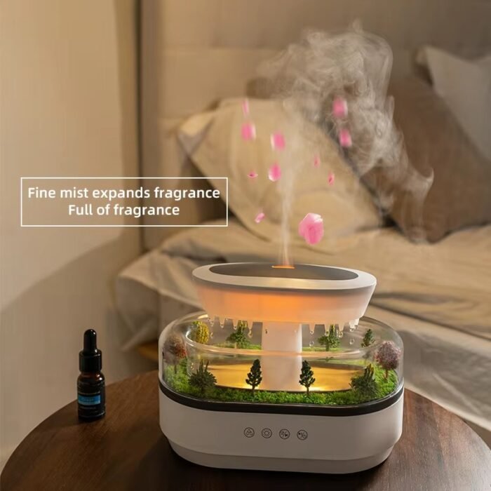 Raindrop Aromatherapy Diffuser – White Ultrasonic Aroma Mist Humidifier