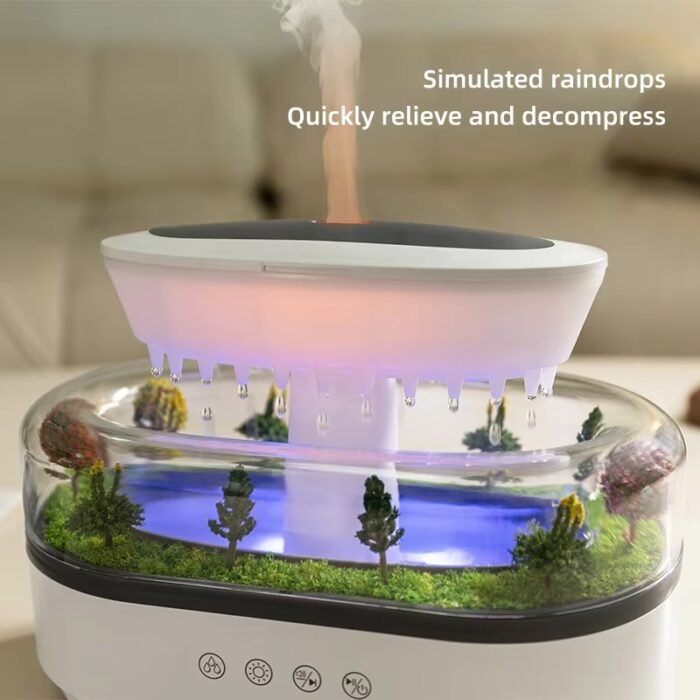 Raindrop Aromatherapy Diffuser – White Ultrasonic Aroma Mist Humidifier