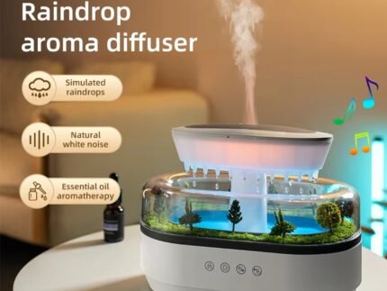 Raindrop Aromatherapy Diffuser – White Ultrasonic Aroma Mist Humidifier