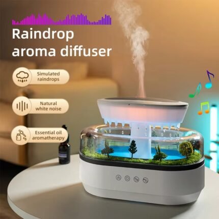 Raindrop Aromatherapy Diffuser – White Ultrasonic Aroma Mist Humidifier