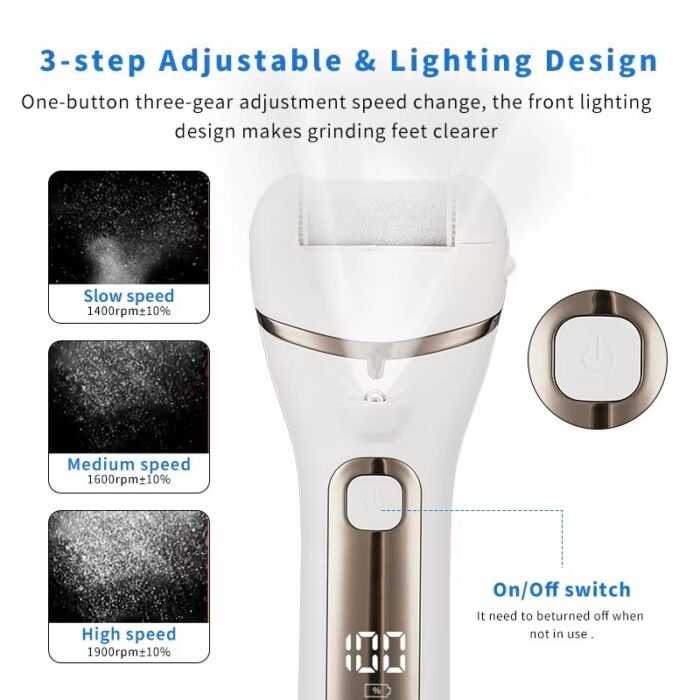 Rechargeable Electric Pedicure Callus Remover – Dead Skin Scrubber & Foot Polisher for Smooth, Soft Feet