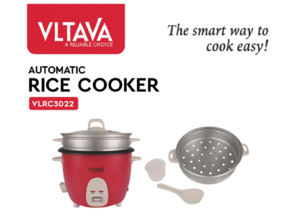 Rice Cooker with Stainless Steel Pot – 1L Automatic Vltava VLRC3022, Steamer & Non-Stick Bowl, Easy One-Touch Operation